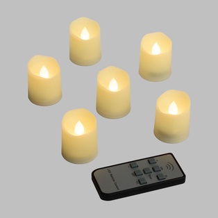 SET 6 CANDELE Ø3,8CM AVORIO 1 LED CLASSIC EFFETTO FIAMMA TELECOMANDO TIMER 7F IM