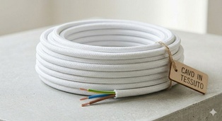 CAVO ELETTRICO CONTAKT RIVESTITO TESSUTO TONDO 3X0.75 45MT. BIANCO - PREZZO AL METRO - 