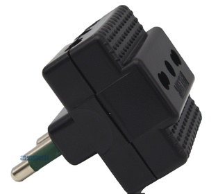 ADATTATORE SPINA 16A 3 PRESE BIP.10/16A NERO MED