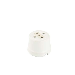 SCATOLA IN PORCELLANA BIANCO OPACO CON FRUTTO PRESA BIVALENTE 10/16A FAI