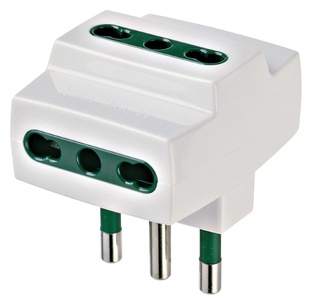 ADATTATORE CIVILE FAI 1 SPINA 2P+T 1OA S11 PRESA BIPASSO/SCHUKO 2 BIPRESE 2P+T - 2P17/11- P30 BIANCO