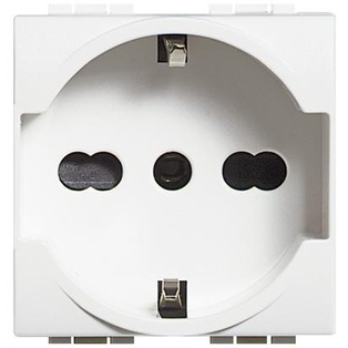 FRUTTO BTICINO PRESA SCHUKO 16A + TERRA CENTRALE DA INCASSO 10/16A 250V BIANCO SERIE BTICINO LIVINGLIGHT  