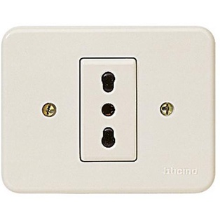 PLACCA BTICINO CON BIPRESA 2P+T 10/16  PER SCATOLA ROTONDA SERIE BTICINO DOMINO 