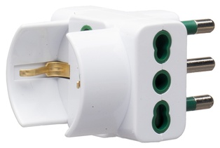 ADATTATORE CIVILE CONTAKT 1 SPINA 2P+T 16A P17 1 PRESA BIPASSO/SCHUKO 2 BIPRESE 2P+T - 2P17/11- P30 BIANCO 