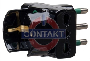 ADATTATORE CIVILE CONTAKT 1 SPINA 2P+T 16A P17 1 PRESA BIPASSO/SCHUKO 2 BIPRESE 2P+T - 2P7/11-P30 NERO 