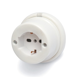 PRESA SCHUKO CONTAKT IN PORCELLANA BIANCA Ø 85MMX40MM KIT ACCESSORI INCLUSI  