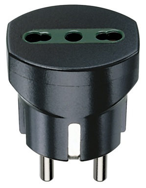 ADATTATORE CIVILE VIMAR 1 SPINA 2P+T 16A S31 TED./FRANC. BIPRESA 2P+T 16A P17-P11 250V NERO