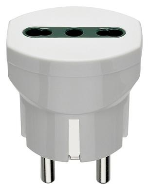 ADATTATORE CIVILE VIMAR 1 SPINA 2P+T 16A S31 TEDESCO/FRANCESE BIPRESA 2P+T 16A P17-P11 250V BIANCO