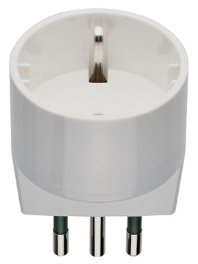 ADATTATORE CIVILE VIMAR SPINA 2P+T 10A S11 PRESA 2P+T 10A SCHUKO P30  250V BIANCO