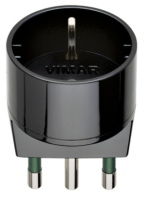 ADATTATORE CIVILE VIMAR SPINA 2P+T 10A S17 PRESA 2P+T 16A P30 SCHUKO NERO