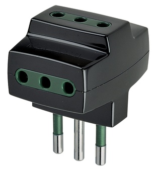 ADATTATORE CIVILE VIMAR MULTIPLO SPINA 2P+T 10A S11 3 PRESE 2P+T  P11 250V NERO