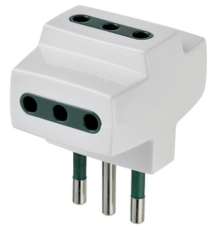ADATTATORE CIVILE VIMAR MULTIPLO SPINA 2P+T 10A S11  3 PRESE 2P+T  P11 250V BIANCO