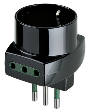 ADATTATORE CIVILE VIMAR 1 SPINA 2P+T 10A P11 1PRESA SCHUKO P30 2PRESE 2P+T 10A P11-P30 NERO