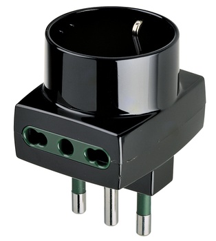 ADATTATORE CIVILE VIMAR 1 SPINA 2P+T 16A S17 1PRESA BIPASSO/SCHUKO P17-P11/P30  2 BIPRESE 2P+T P17-P11 250V NERO     T NE