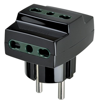 ADATTATORE CIVILE VIMAR 1 SPINA SCHUKO S31  3 BIPRESE 2P+T P17-P11 250V  NERO