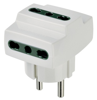 ADATTATORE CIVILE VIMAR 1 SPINA SCHUKO S31 3 BIPRESE 2P+T P17-P11 250V  BIANCO