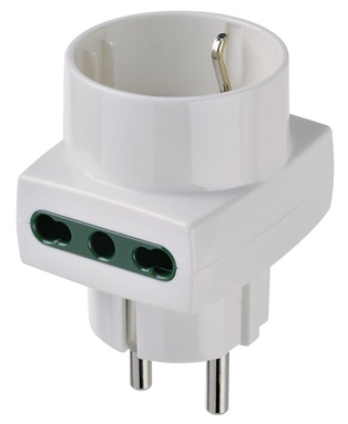 ADATTATORE CIVILE VIMAR 1 SPINA SCHUKO S31  2 PRESE BIPASSO P17-P11 1 BIPASSO+SCHUKO P30 250V  BIANCO