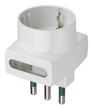ADATTATORE CIVILE VIMAR 1 SPINA 2P+T 1 PRESA BIPASSO 16A + SCHUKO E LUMINOSO