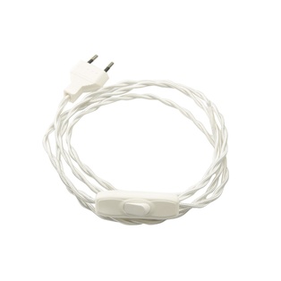 CAVO ELETTRICO FAI TRECCIOLA CON CABLAGGIO INTERRUTTORE BIPOLARE 150CM BIANCO 