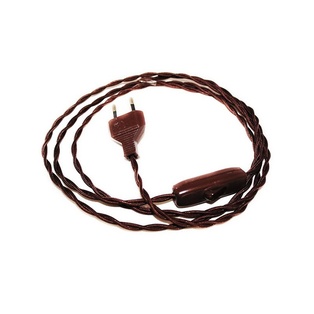 CABLAGGIO BIPOLARE CAVO TRECCIA CM.200 CON INTERRUTTORE MARRONE FAI