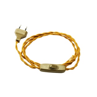 CAVO ELETTRICO TRECCIOLA CON CABLAGGIO INTERRUTTORE BIPOLARE 150CM ORO