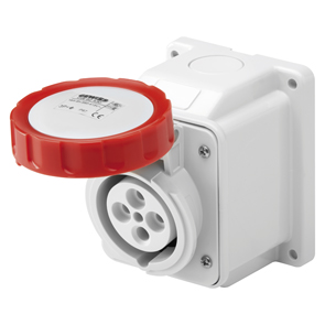 PRESA INDUSTRIALE A PARETE CEE GEWISS INCLINATA 3P+T 16A 380V IP67 ROSSA