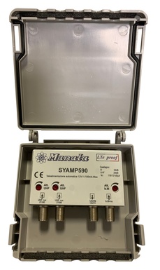 AMPLIFICATORE DA PALO SYNCRO 3 INGRESSI ( VHF - UHF - UHF ) GUADAGNO 28DB USCITA MASSIMA 121DB 