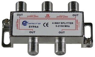 PARTITORE 1 INGR. 4 OUT CONN. "F"  5-2150MHZ SYNCRO