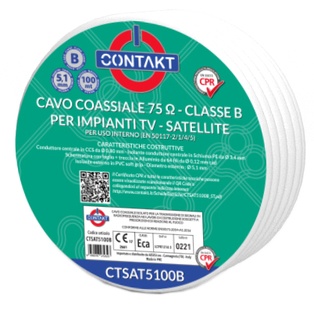 CAVO ANTENNA COASSIALE CONTAKT 75 OHM IN CLASSE B  DA 5,1 MM  100MT