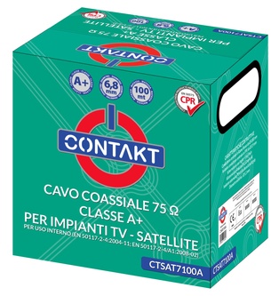 CAVO ANTENNA COASSIALE CONTAKT 75 OHM IN CLASSE A+ DA 6,8 MM ROLL BOX 100MT
