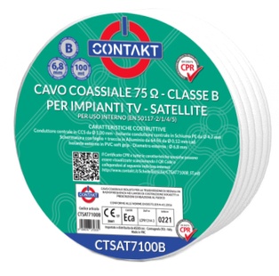 CAVO ANTENNA COASSIALE CONTAKT 75 OHM IN CLASSE B DA 6,8 MM 100MT