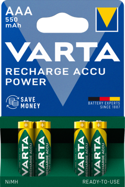 PILE VARTA RICARICABILE MINISTILO AAA 1.2V 550MAH NI-MH BL. 4 56743101404