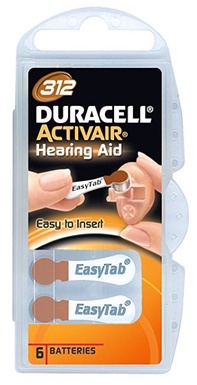 PILE DURACELL ACUSTICA  ZINCO ARIA  BL.6  NEW  DA312N