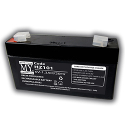 BATTERIA MATSUYAMA RICARICABILE AL PIOMBO  6V 1.3AH FASTON 4.8MM  L98XP24XH52