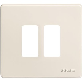 PLACCA BTICINO A 2 MODULI PER SCATOLA ROTONDA IN RESINA AVORIO  SERIE  BTICINO MAGIC 