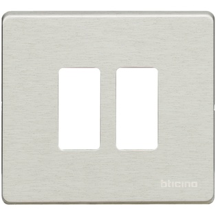 PLACCA BTICINO A 2 MODULI PER SCATOLA ROTONDA IN ALLUMINIO OXIDAL  SERIE  BTICINO MAGIC 