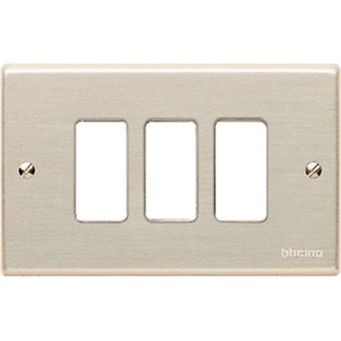 PLACCA BTICINO 3 MODULI CON VITI IN ALLUMINIO ANODIZZATO SERIE  BTICINO MAGIC 