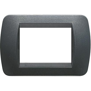 PLACCA BTICINO  A 3 MODULI IN PLASTICA ACCIAIO SCURO  SERIE BTICINO LIVINGLIGHT 