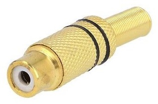 PRESA COASSIALE NEDIS RCA DORATA CON GUIDA CAVO INSERTI ROSSI 