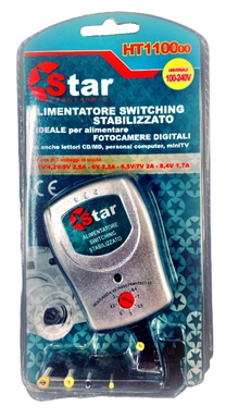 ALIMENTATORE SWITCHING CA-CC STABILIZZATO 2.5V-8.4V 1700MAH  8 PLUG  STAR