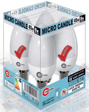 M1B091464 CANDLE MBOX 4PZ 9W E14 6400K CENTURY